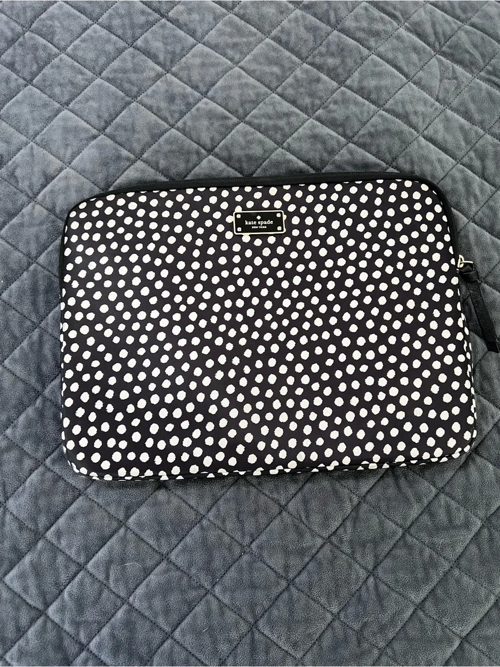 Kate Spade black polka dot laptop case sleeve pouch Case Bag Zip Around